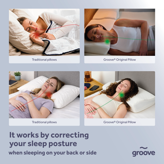 Groove Pillow stomach sleeper misuse vs correct side/back sleep position comparison